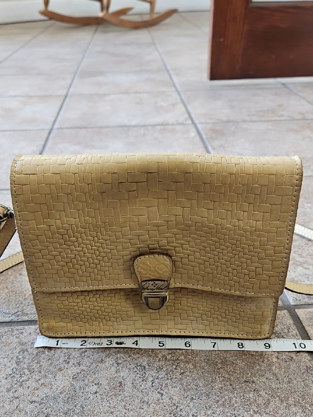Patricia Nash Lorentina Beige Woven Leather Crossbody Bag - Unbranded
